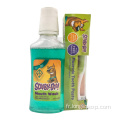 Ensemble de rince-bouche nettoyant pour enfants à saveur de menthe avec brosse à dents